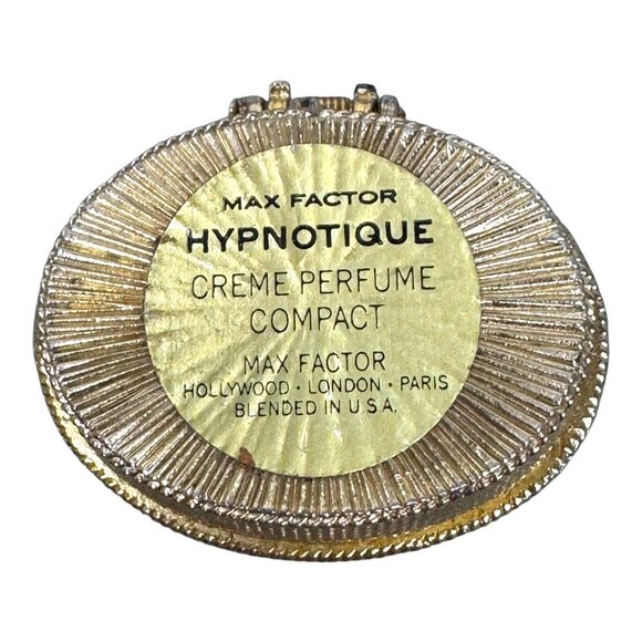 Vintage Max Factor Hypnotique Creme Perfume Compact Gold Tone Art Deco Makeup - Picture 4 of 9
